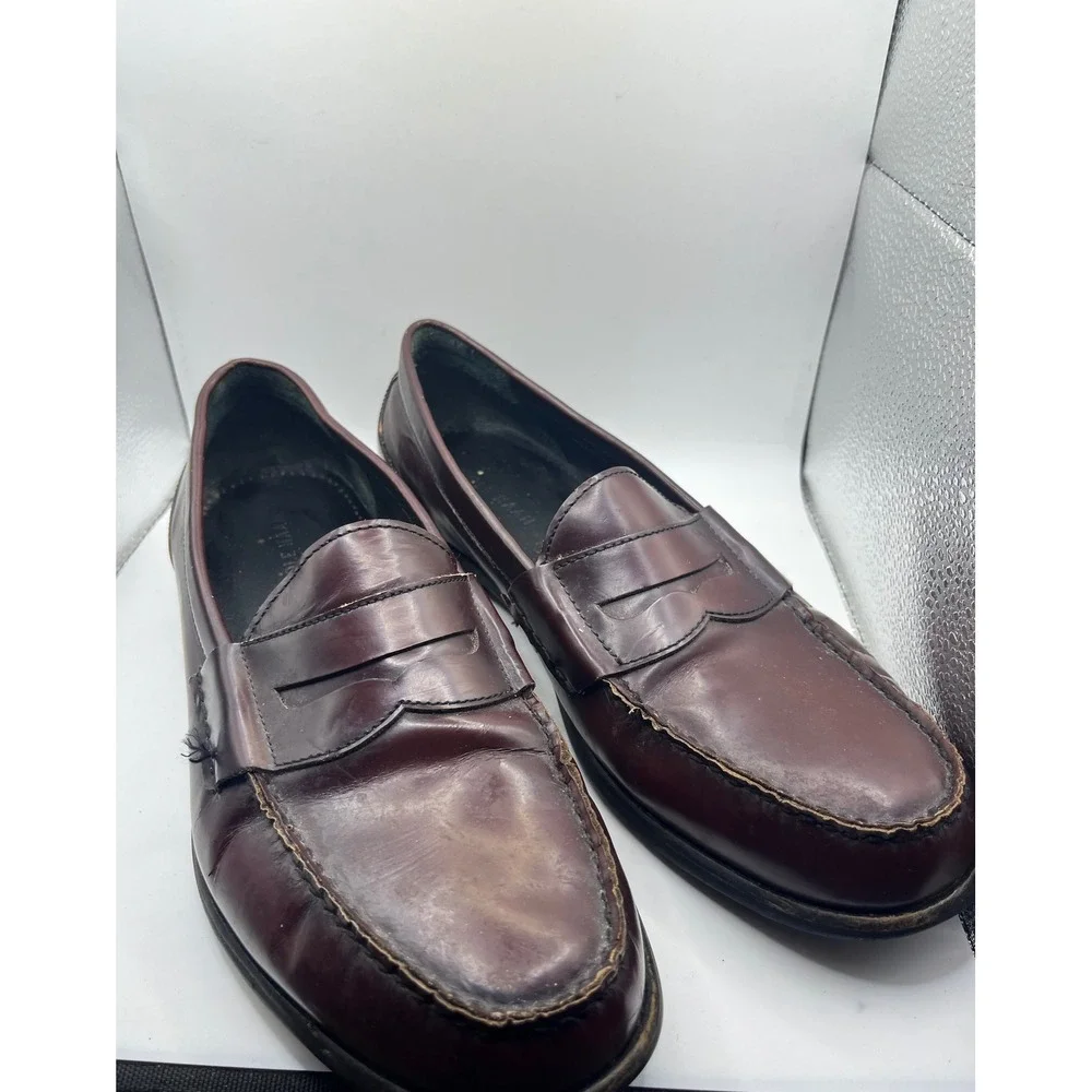 Cole Haan Mens Burgundy Leather Penny Loafers Slip On Dress Shoes‎ Size 10 M